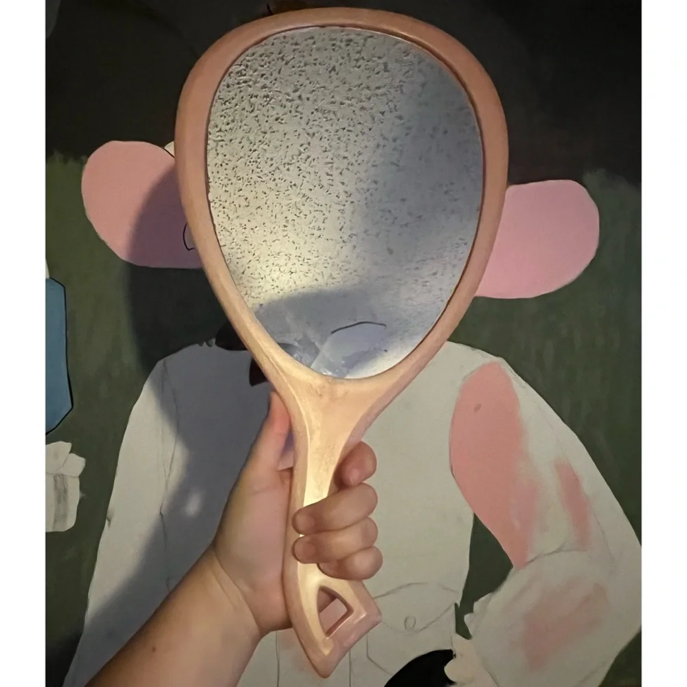 vintage large handheld mirror